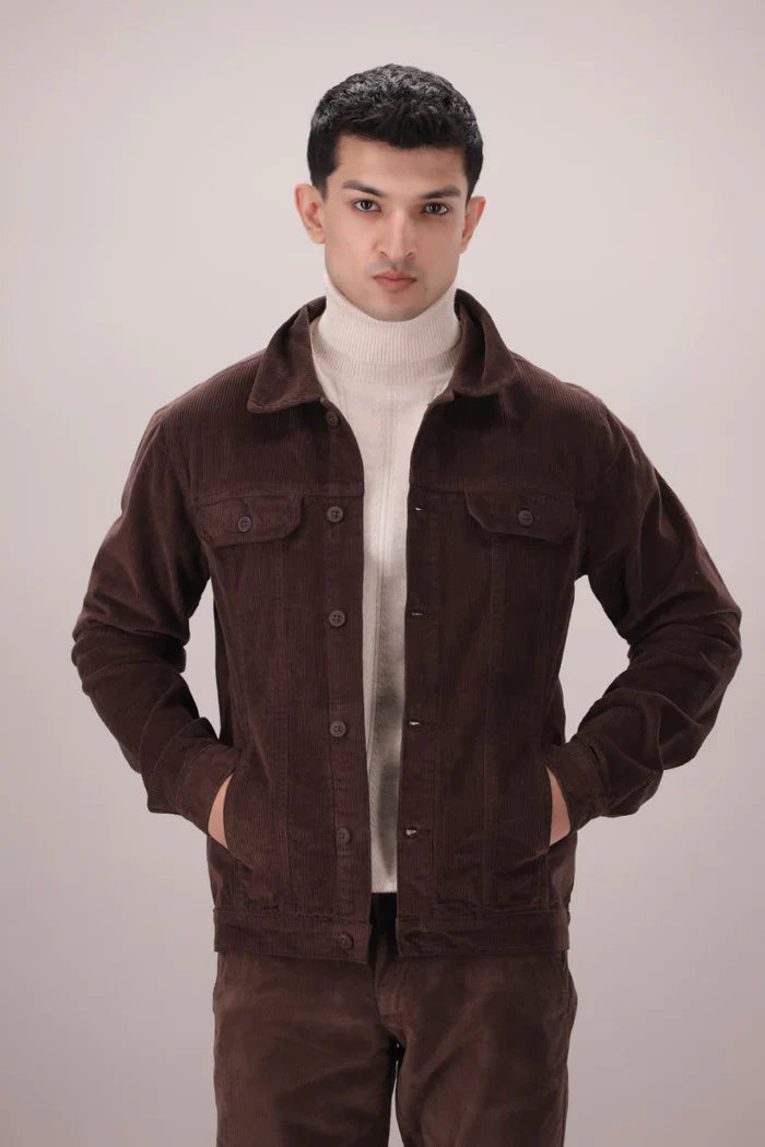 Brown corduroy jacket, button front