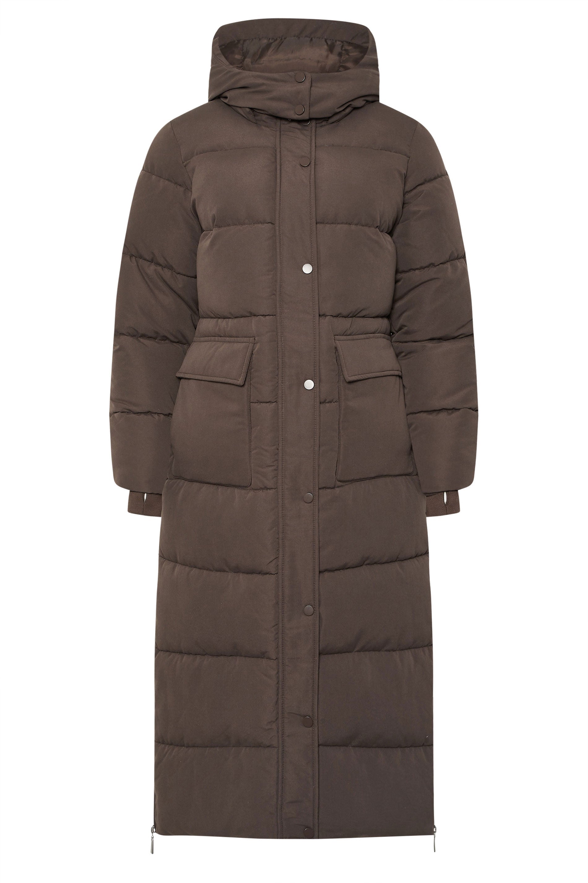 Brown puffer coat front view