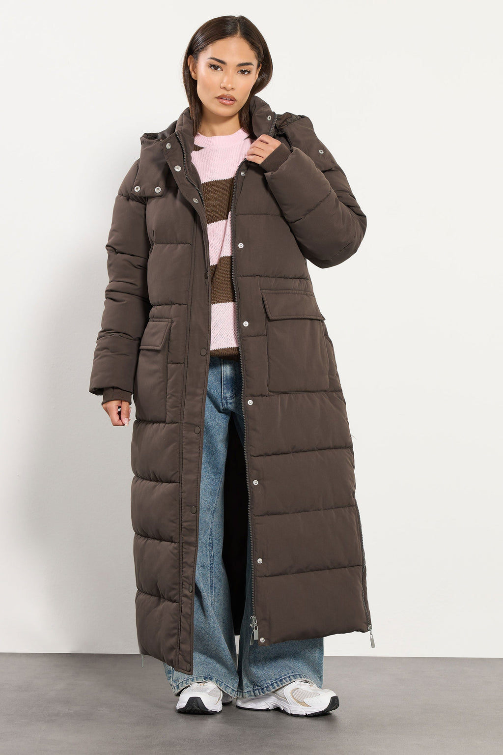 Brown winter puffer jacket