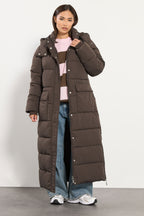 Brown winter puffer jacket