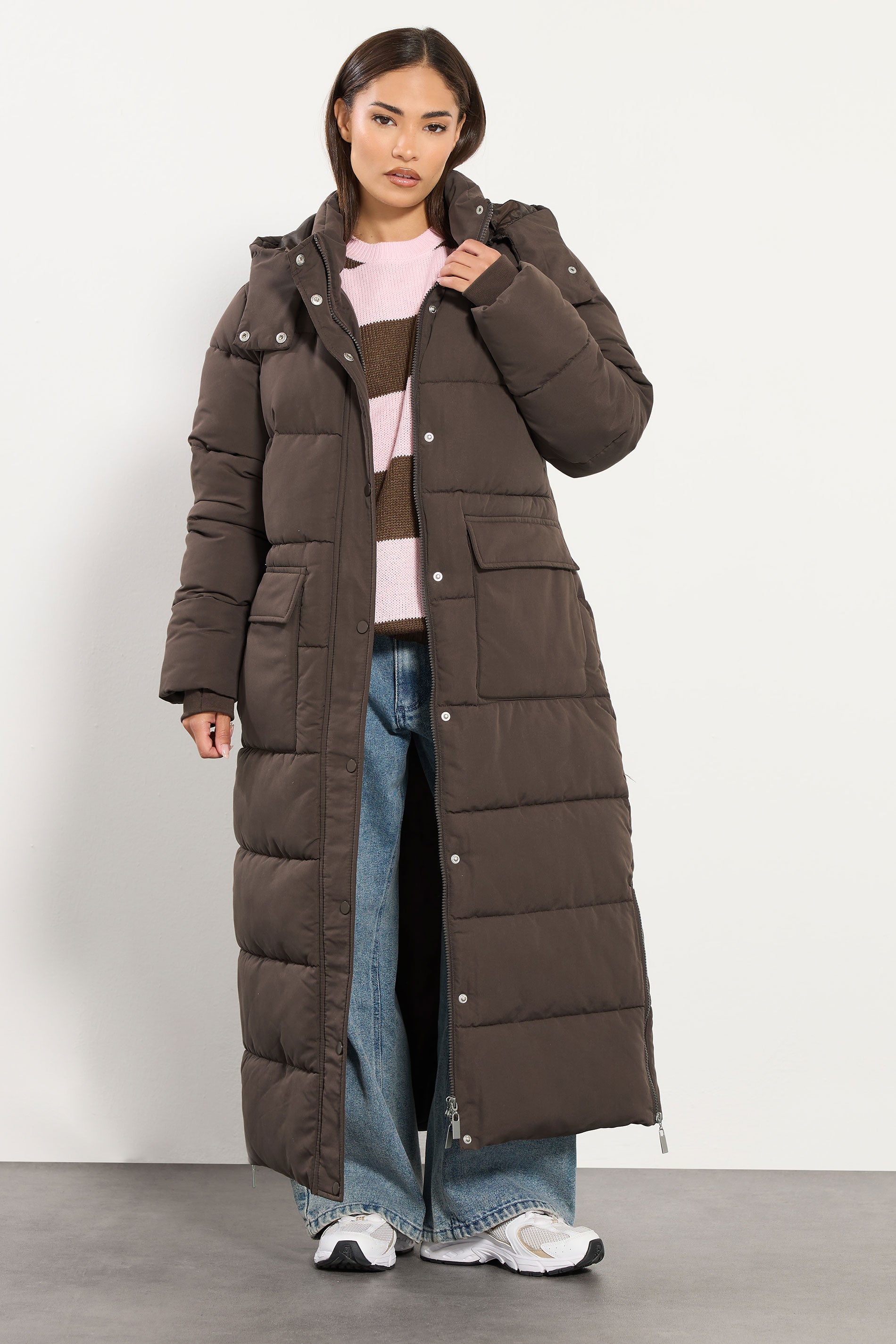 Brown winter puffer jacket