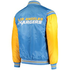 Bryan D Los Angeles Chargers Blue Satin Varsity Jacket For Sale