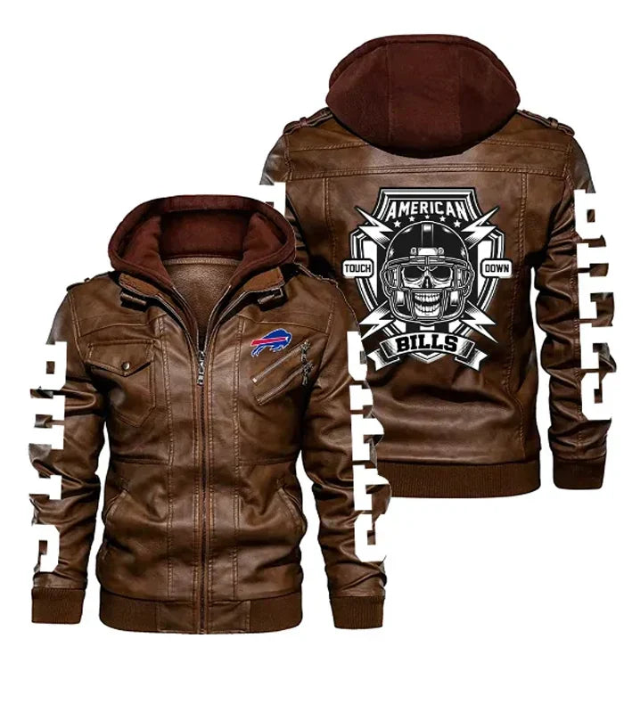 Buffalo Bills Broddie Vintage Leather Jacket With Hood