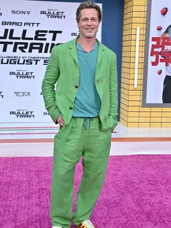 Bullet-Train-Premiere-Brad-Pitt-Casual-Green-Suit