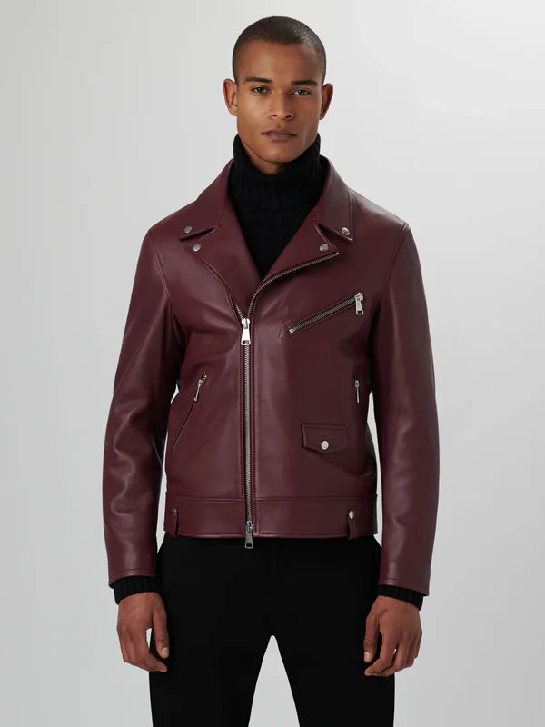 Burgundy Biker Jacket For Sale