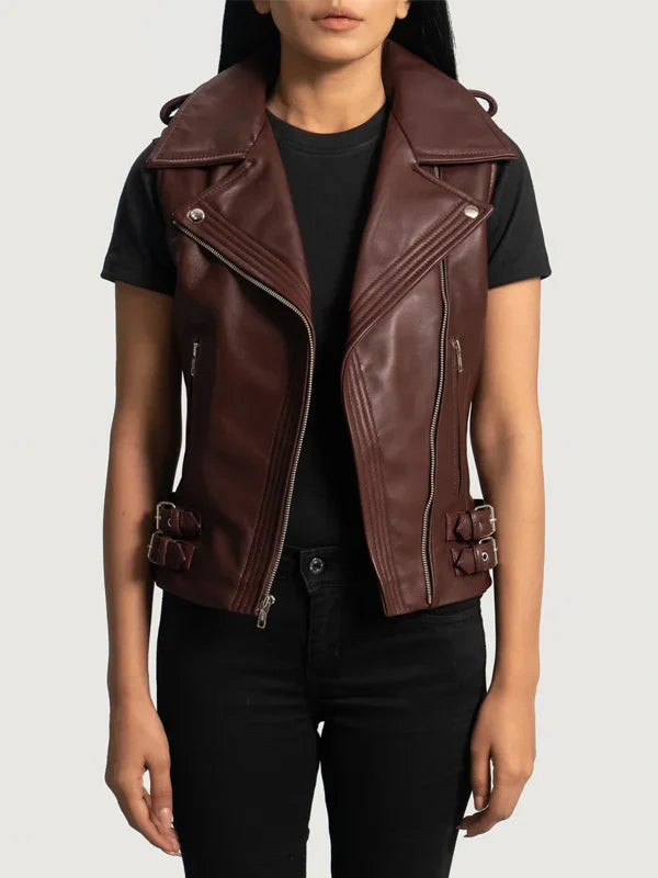 Burgundy Leather Vest For Sale