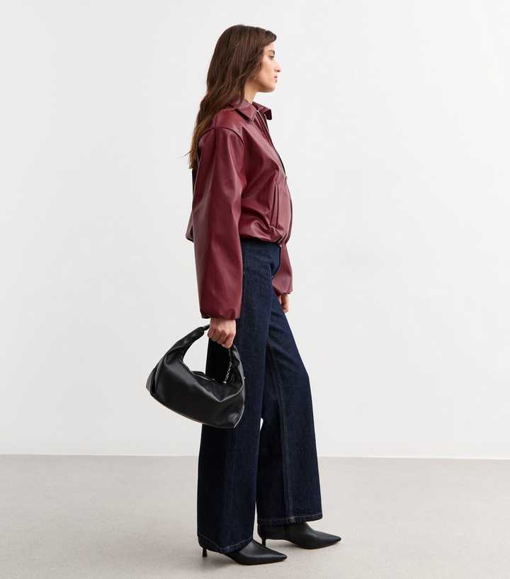 Genuine Leather Burgundy Bomber Jacket Women