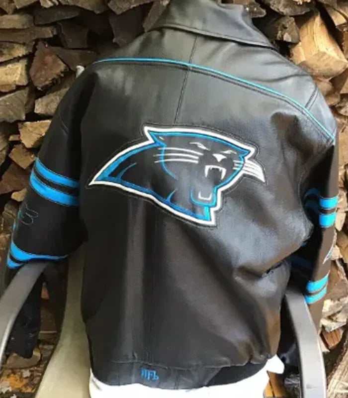 Butch Carolina Panthers Leather Full-Zip Jacket For Sale