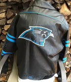 Butch Carolina Panthers Leather Full-Zip Jacket For Sale