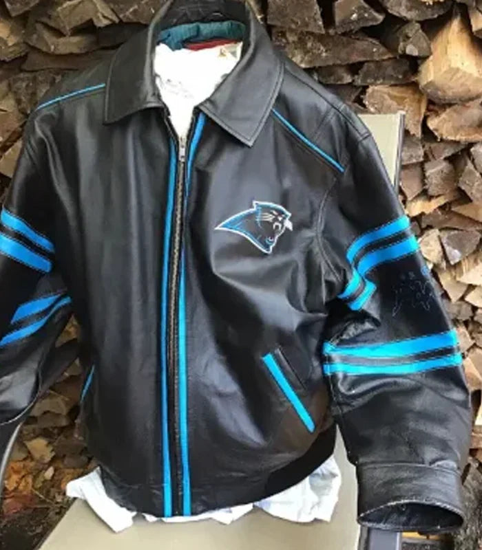 Butch Carolina Panthers Leather Full-Zip Jacket