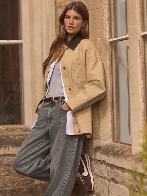 Butter-Yellow-Corduroy-Collar-Worker-Beige-Jacket