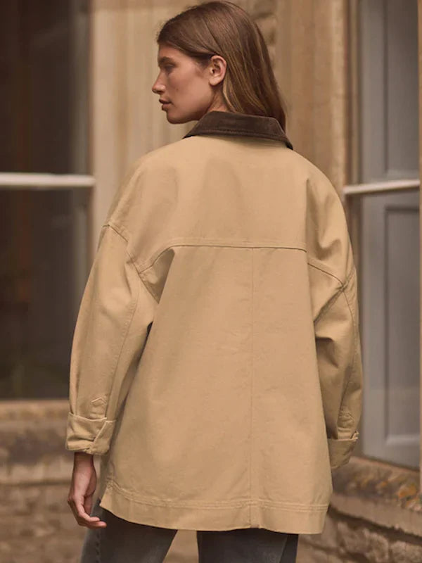 Butter-Yellow-Corduroy-Collar-Worker-Cotton-Jacket-BackView
