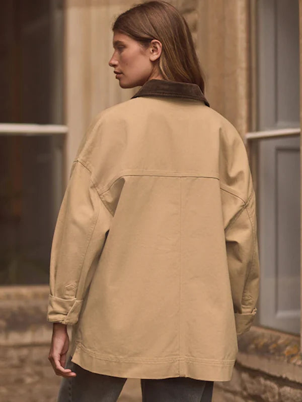 Butter-Yellow-Corduroy-Collar-Worker-Cotton-Jacket-BackView