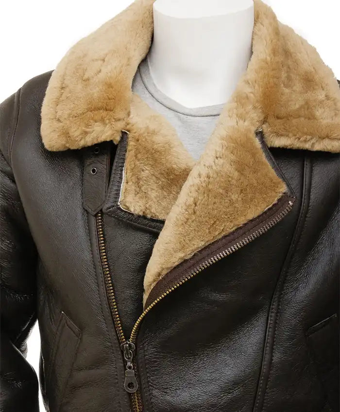 Buy Alexander Mens Brown Leather Aviator Jacket