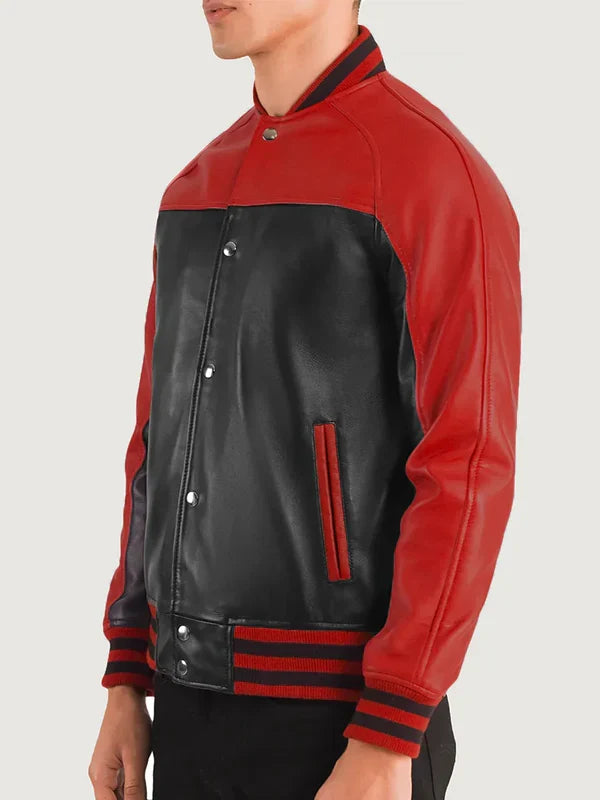 Buy Black And Red Leather Jacket