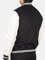 Buy Black And White Varsity Jacket Men