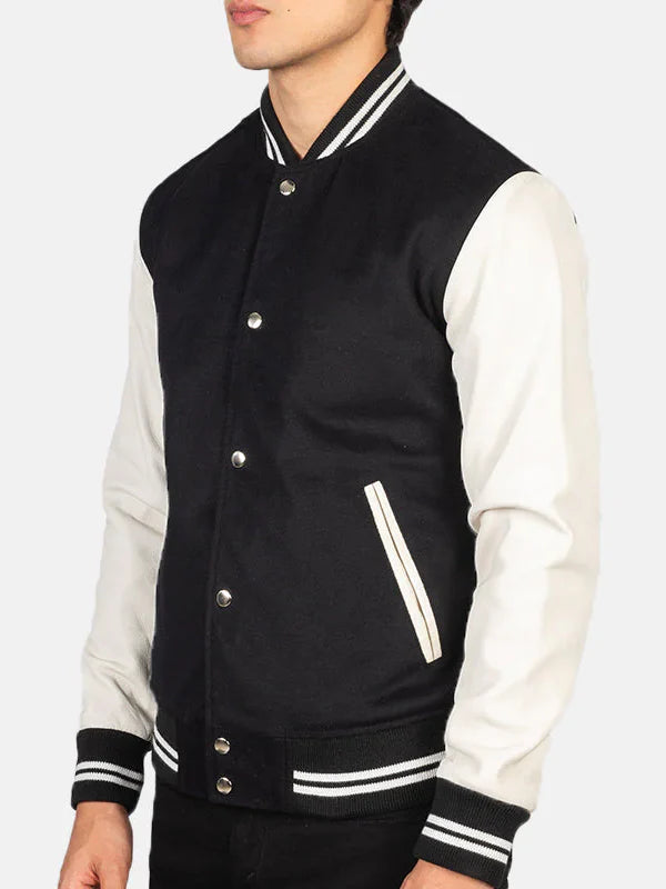 Buy Black And White Varsity Jacket