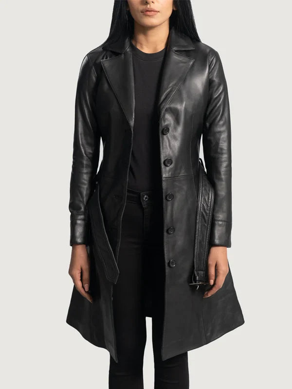 Buy Black Leather Trench Coat Women