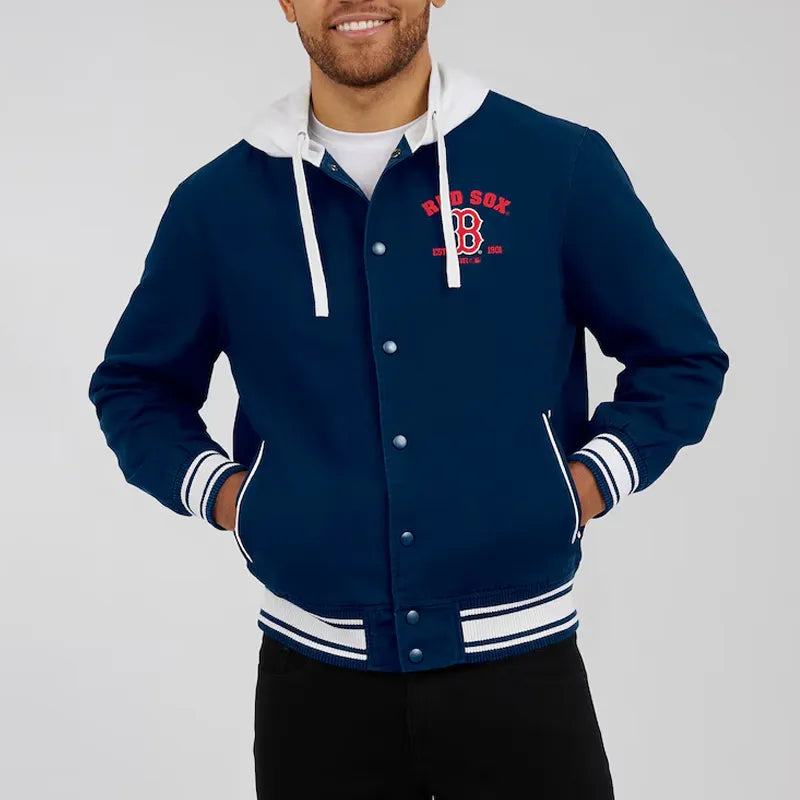 Buy Boston Red Sox Navy Cotton Hooded Jacket