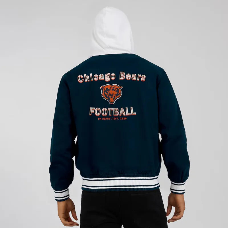Buy Chicago Bears Navy Cotton Hooded Jacket