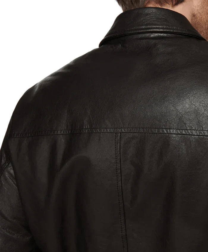 Buy Leather Mens Black Aviator Jacket