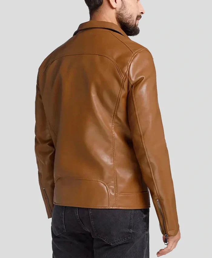 Buy Men’s Motorcycle Brown Leather Biker Jacket