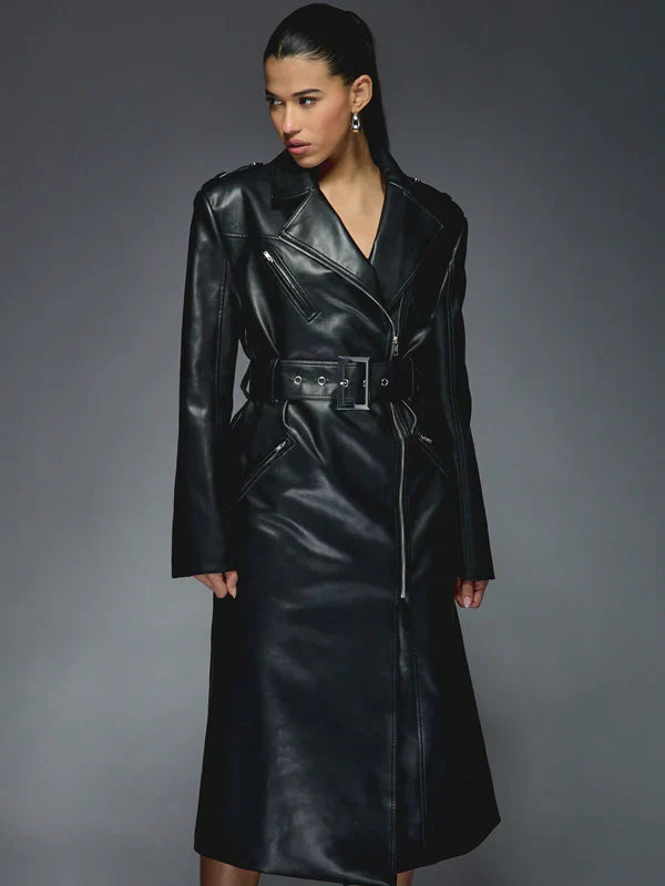 Buy Missguided Leather Trench Coat