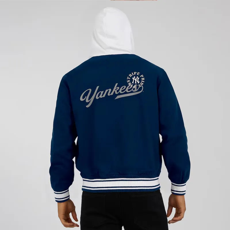 Buy New York Yankees Navy Cotton Hooded Jacket