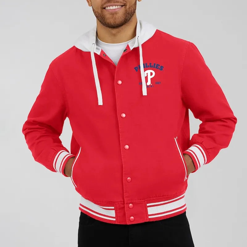 Buy Philadelphia Phillies Red Cotton Hooded Jacket