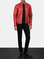 Buy Red Leather Biker Jacket Mens