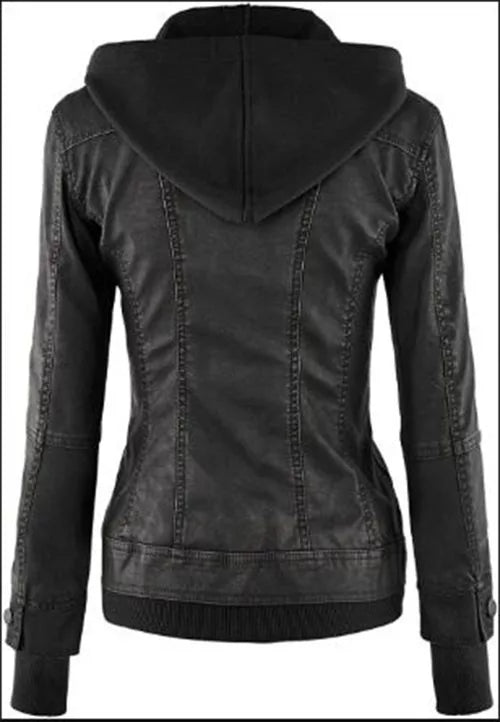 Buy Womens Betty Black Bomber Removable Hoodie