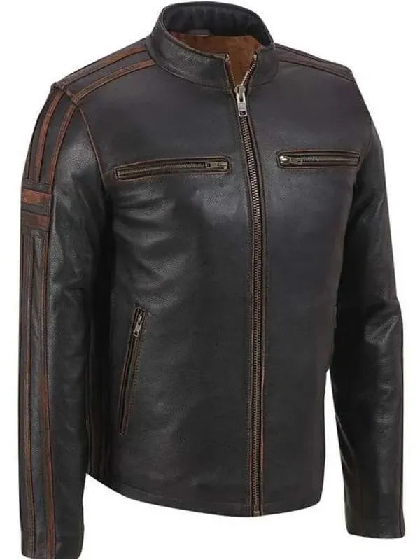 Cafe Racer Brown Leather Jacket