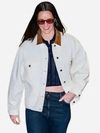 Caitlin Clark Prada Denim Blouson White Jacket