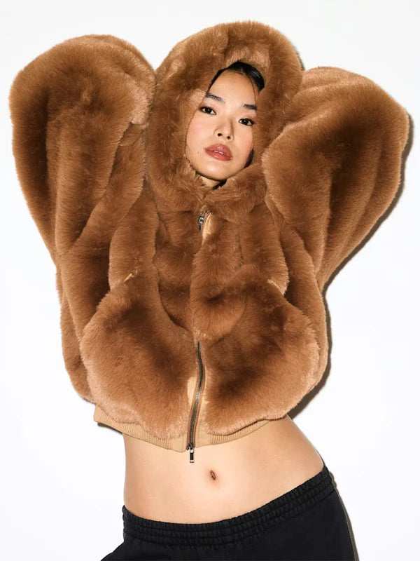 Camel-Skims-Faux-Fur-Zip-Up-Jacket