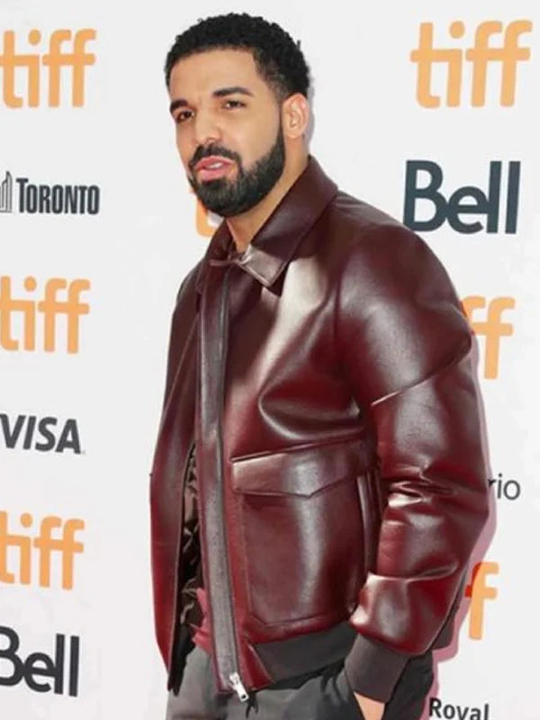 Canadian-Rapper-Drake-Maroon-Bomber-Jacket