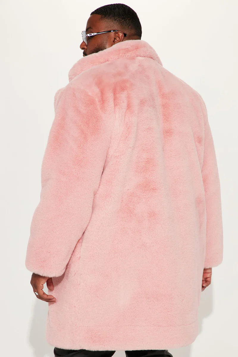 Caputo-Pink-Faux-Mink-Faux-Fur-Long-Coat-Back
