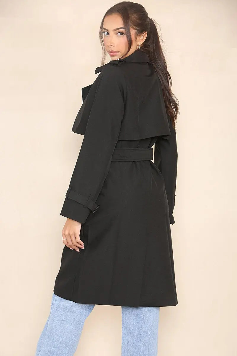 Casual black cropped trench