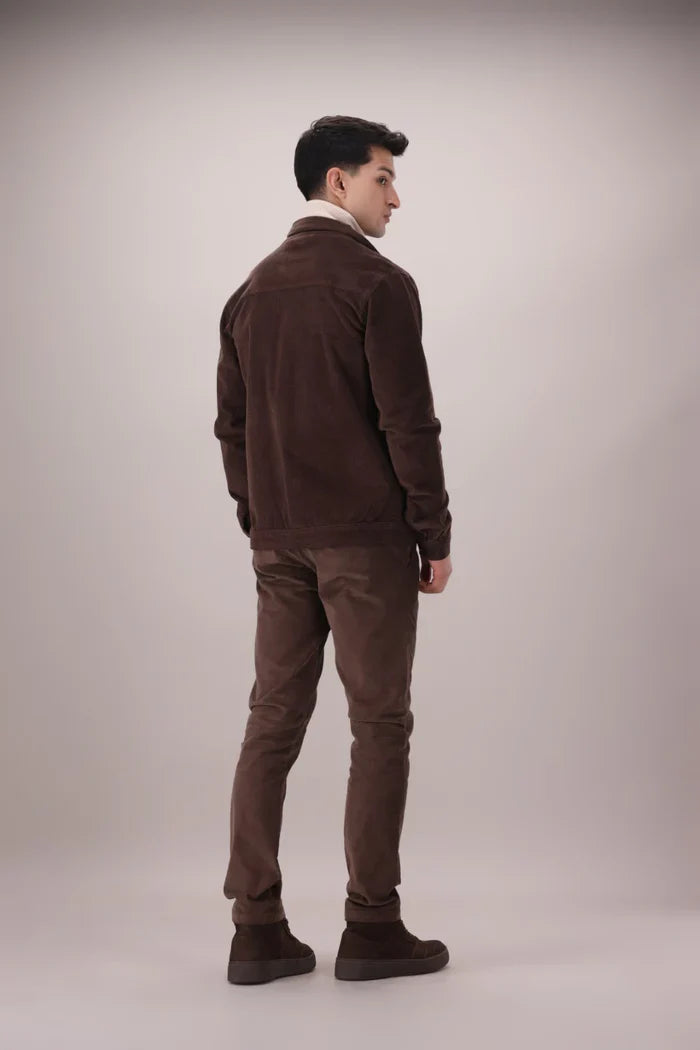 Casual brown corduroy outerwear