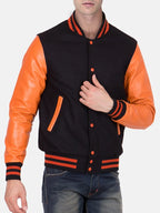 Causal-Orange-And-Black-Letterman-Jacket