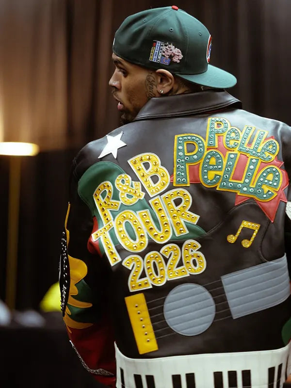 Chris Brown R&B Tour 2026 Leather Bomber Jacket