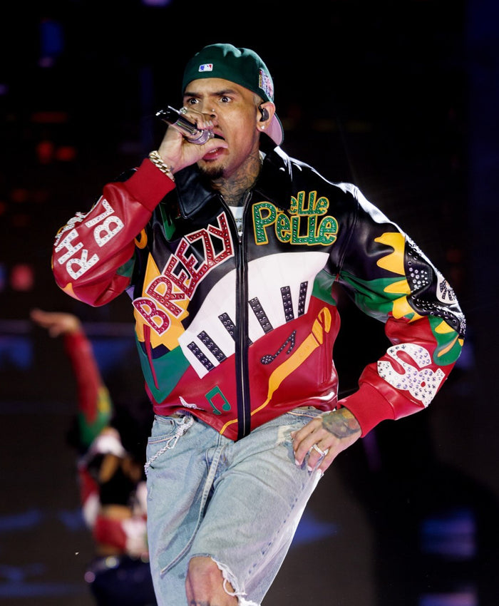 Chris Brown R&B Tour 2026 Leather Bomber Jacket