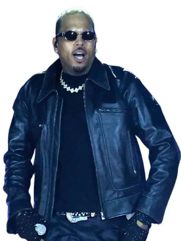Chris Brown The R&B Tour 2026 Black Leather Jacket