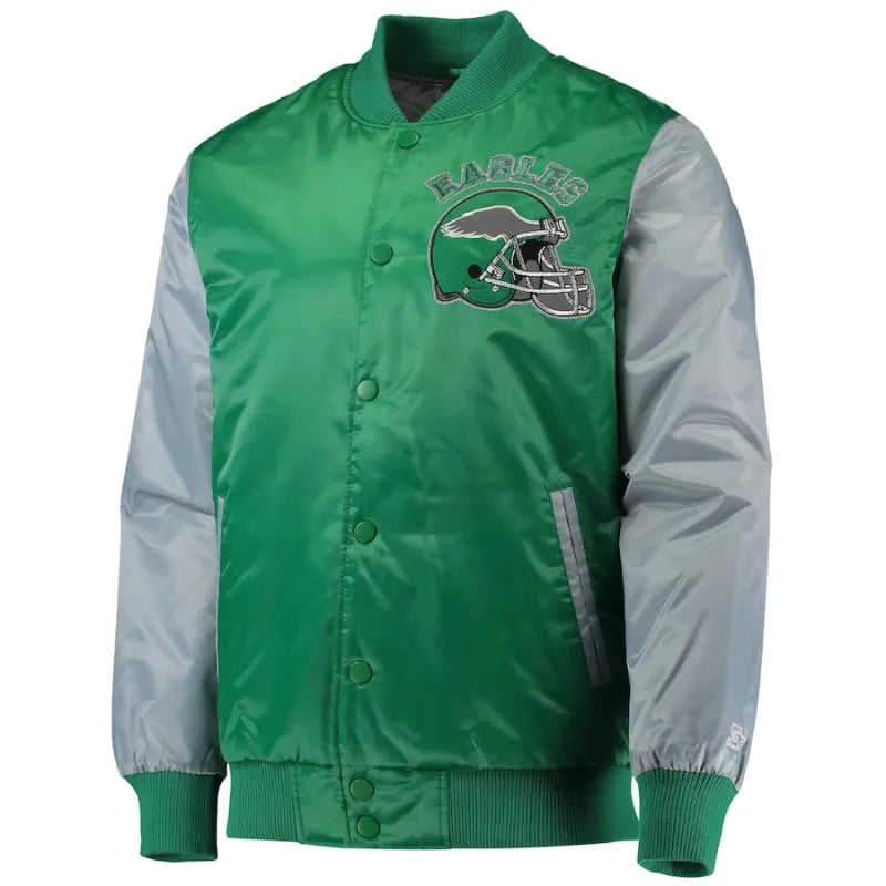 Christopher Philadelphia Eagles Satin Varsity Jacket For Sale