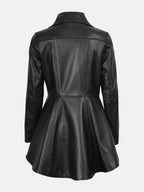 Clarissa Womens Black Peplum Leather Jacket