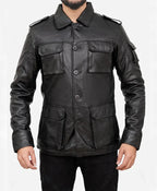 Classic Black Vintage Leather Jacket Mens For Sale
