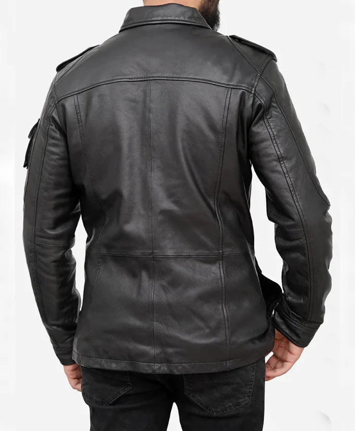 Classic Black Vintage Leather Jacket Mens In UK