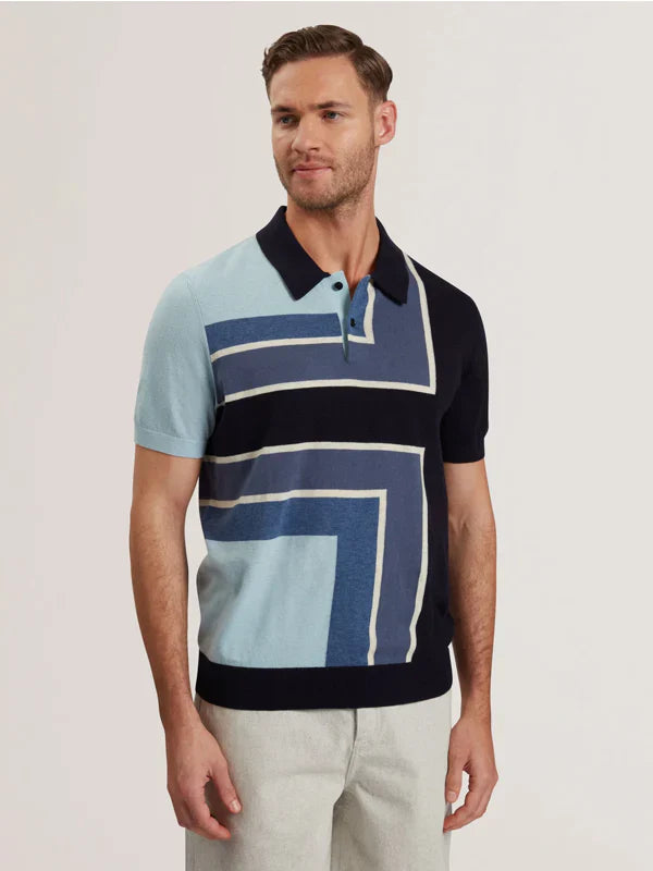 Colour Block Merino Polo Shirt For Sale