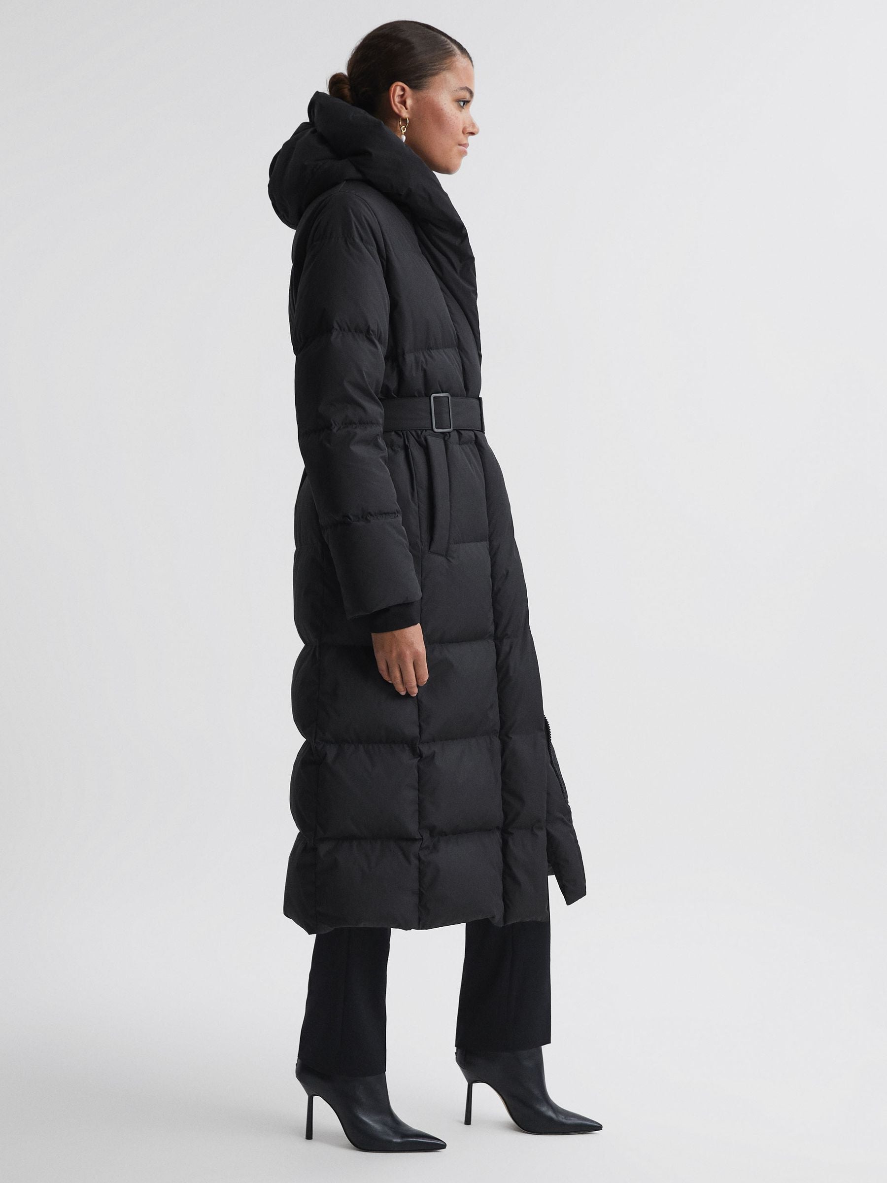 Cozy long black puffer jacket