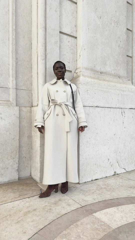 Cozy long wool coat for winter