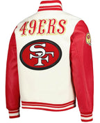 Cream San Francisco 49ers Retro Classic Varsity Jacket For Sale
